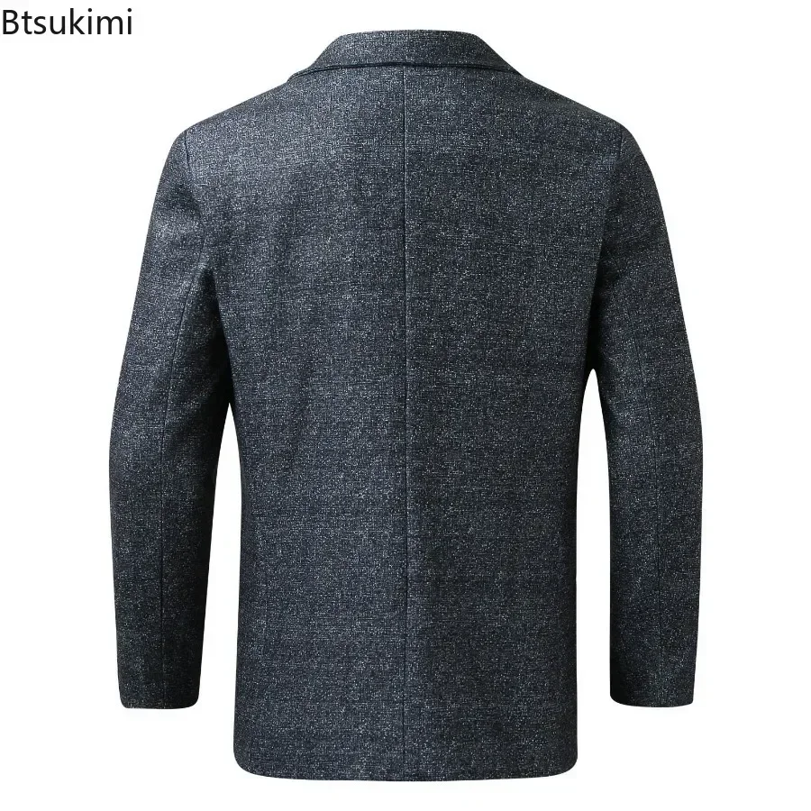 Men's Plaid Retro Long Sleeve Simple Outerwear Blazer - Image 4