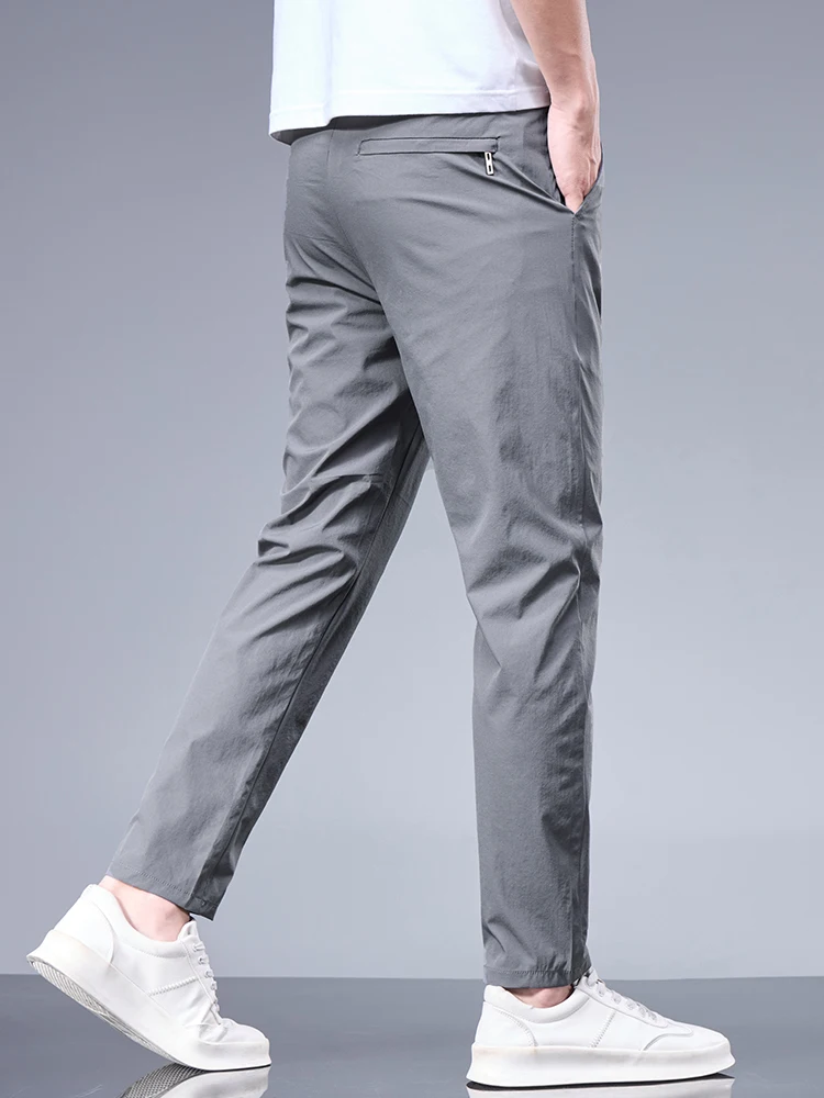 Men's Ice Silk Straight Elastic Waist Drees Pants - Image 5