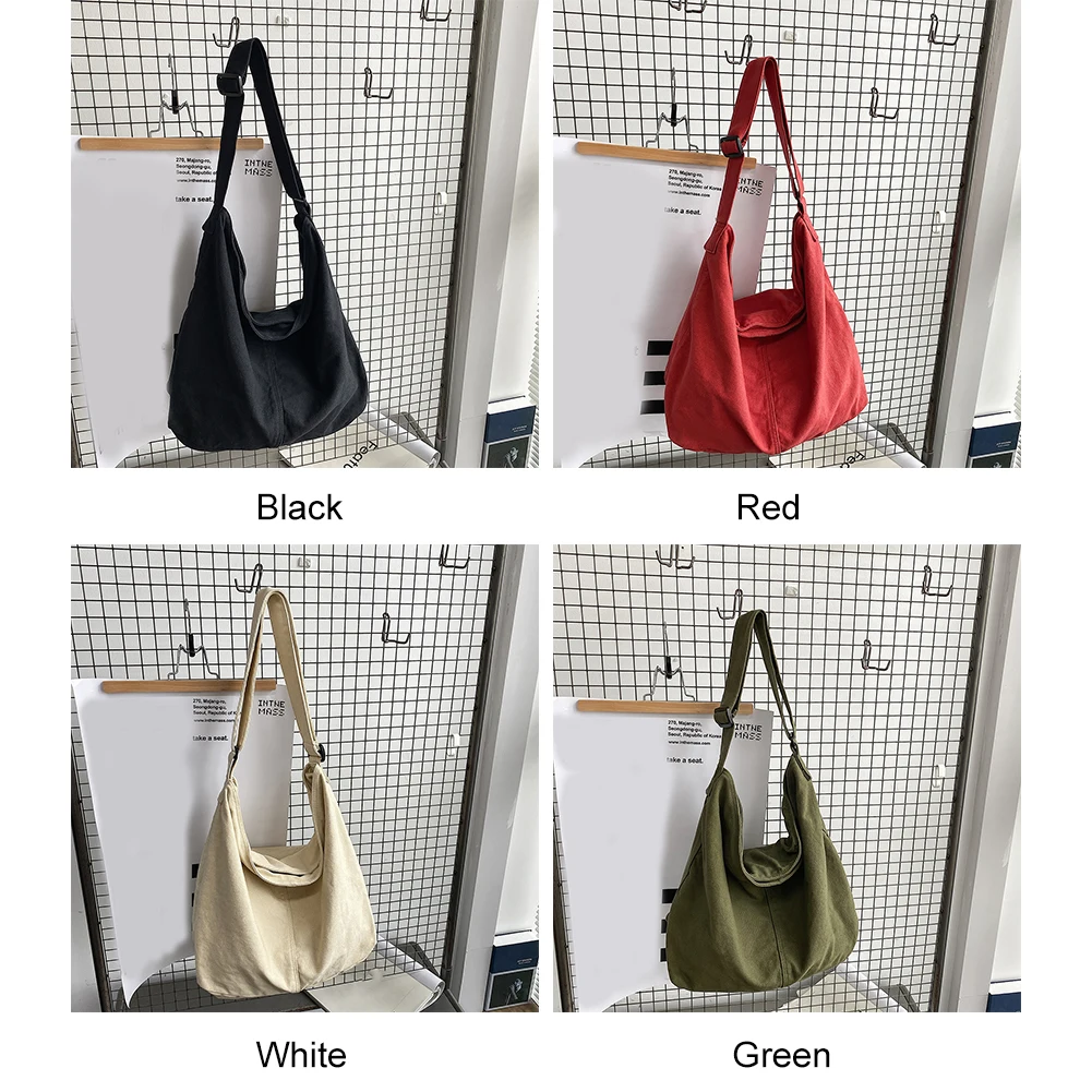 Japanese Harajuku Crossbody Handbags Solid Color Retro Crossbody Messenger Handbags Soft Pockets Large Capacity for Travel