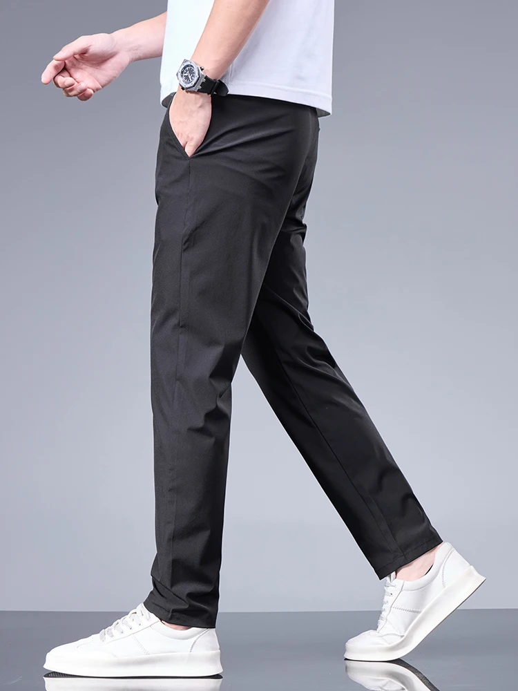 Men's Ice Silk Straight Elastic Waist Drees Pants - Image 4