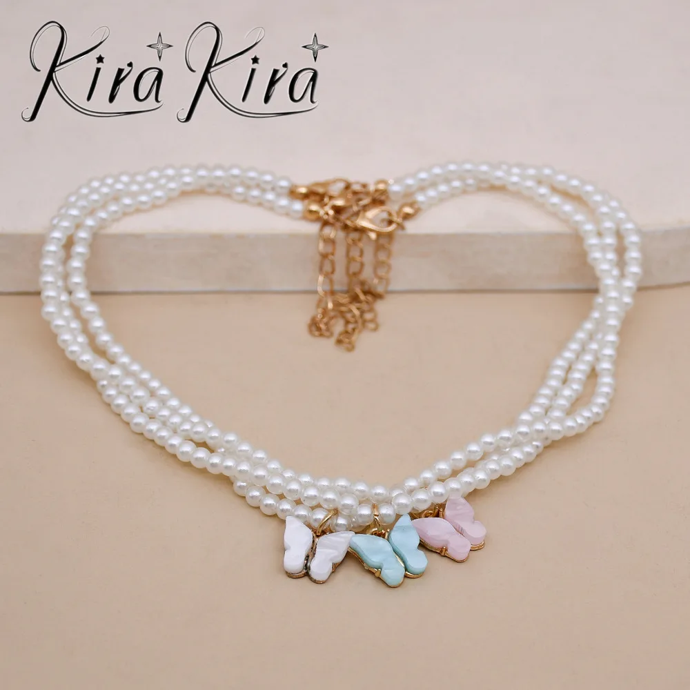 Elegant White Pearl Choker Necklace with Butterfly for Women - Wedding Charm Jewelry - Image 5