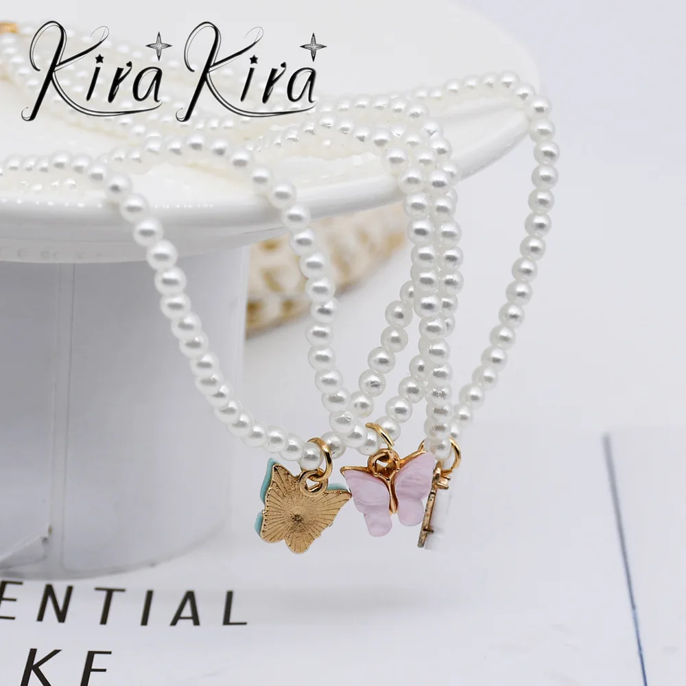 Elegant White Pearl Choker Necklace with Butterfly for Women - Wedding Charm Jewelry - Image 4