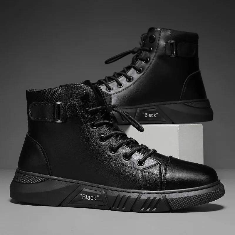 Men Leather Casual Zipper British Style Ankle Boots. - Image 3