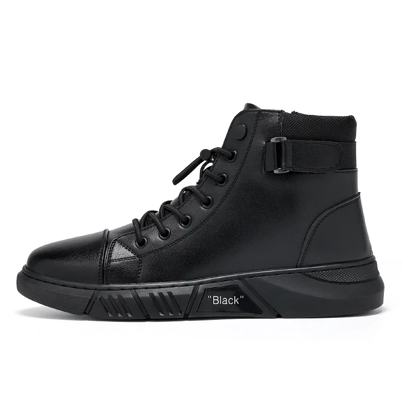 Men Leather Casual Zipper British Style Ankle Boots. - Image 4