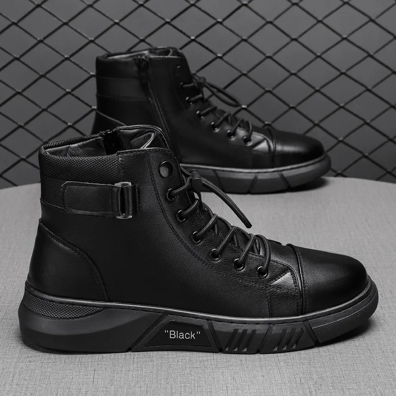 Men Leather Casual Zipper British Style Ankle Boots. - Image 2