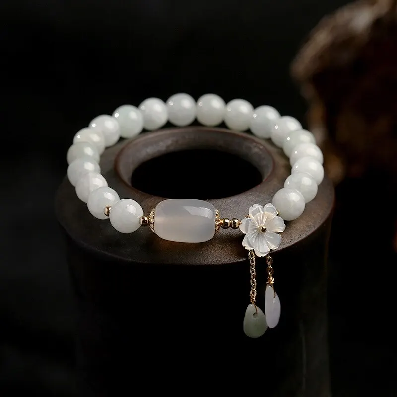 Shell flower jade water drop bracelet - Image 2