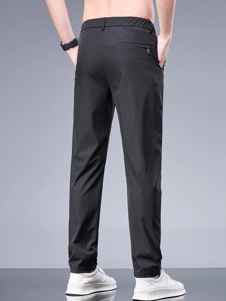 Men's Ice Silk Straight Elastic Waist Drees Pants - Image 2