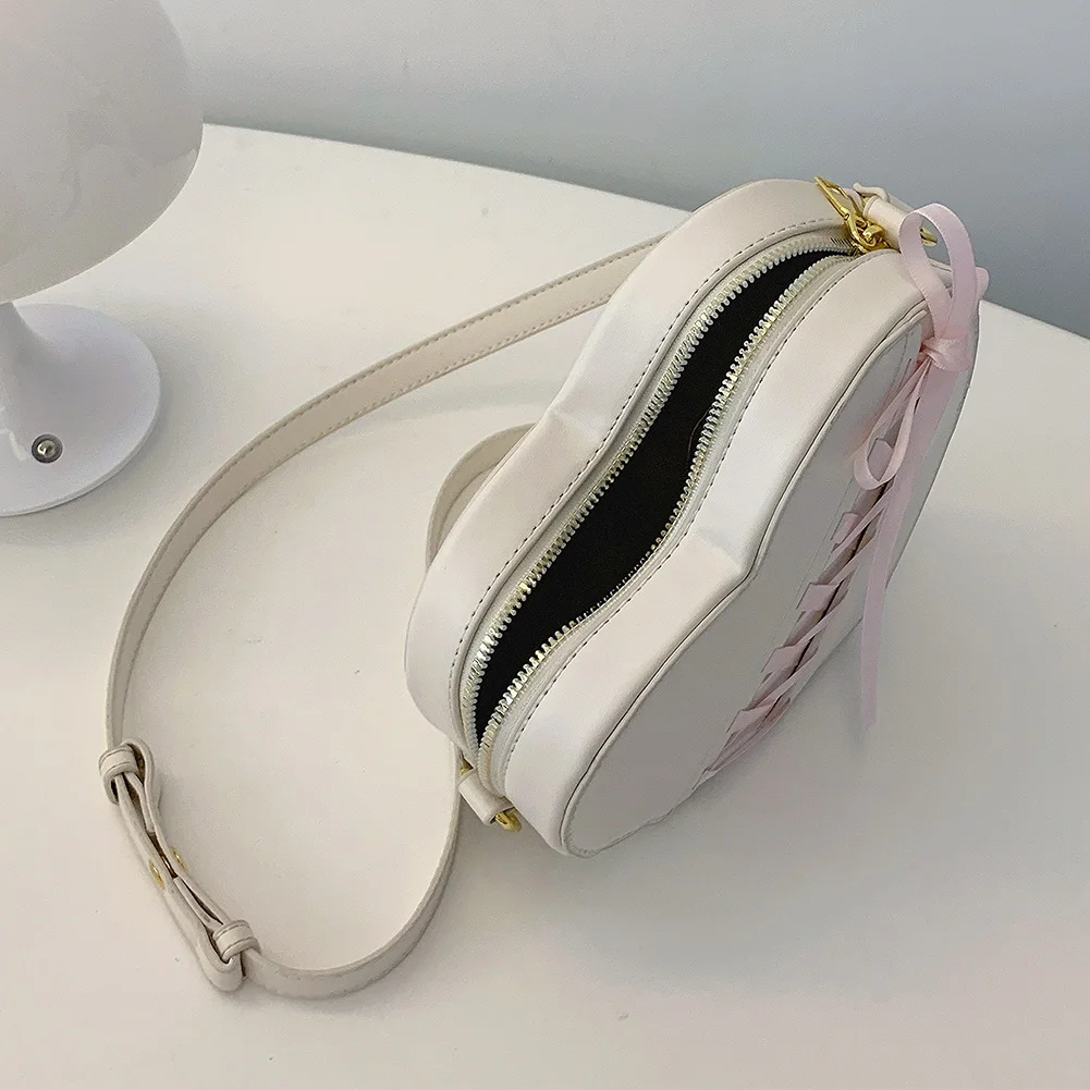 Ribbon Heart-Shaped Tote – PU Leather Crossbody & Shoulder Bag for Women & Girls - Image 6