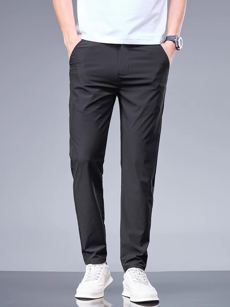 Men's Ice Silk Straight Elastic Waist Drees Pants - Image 6